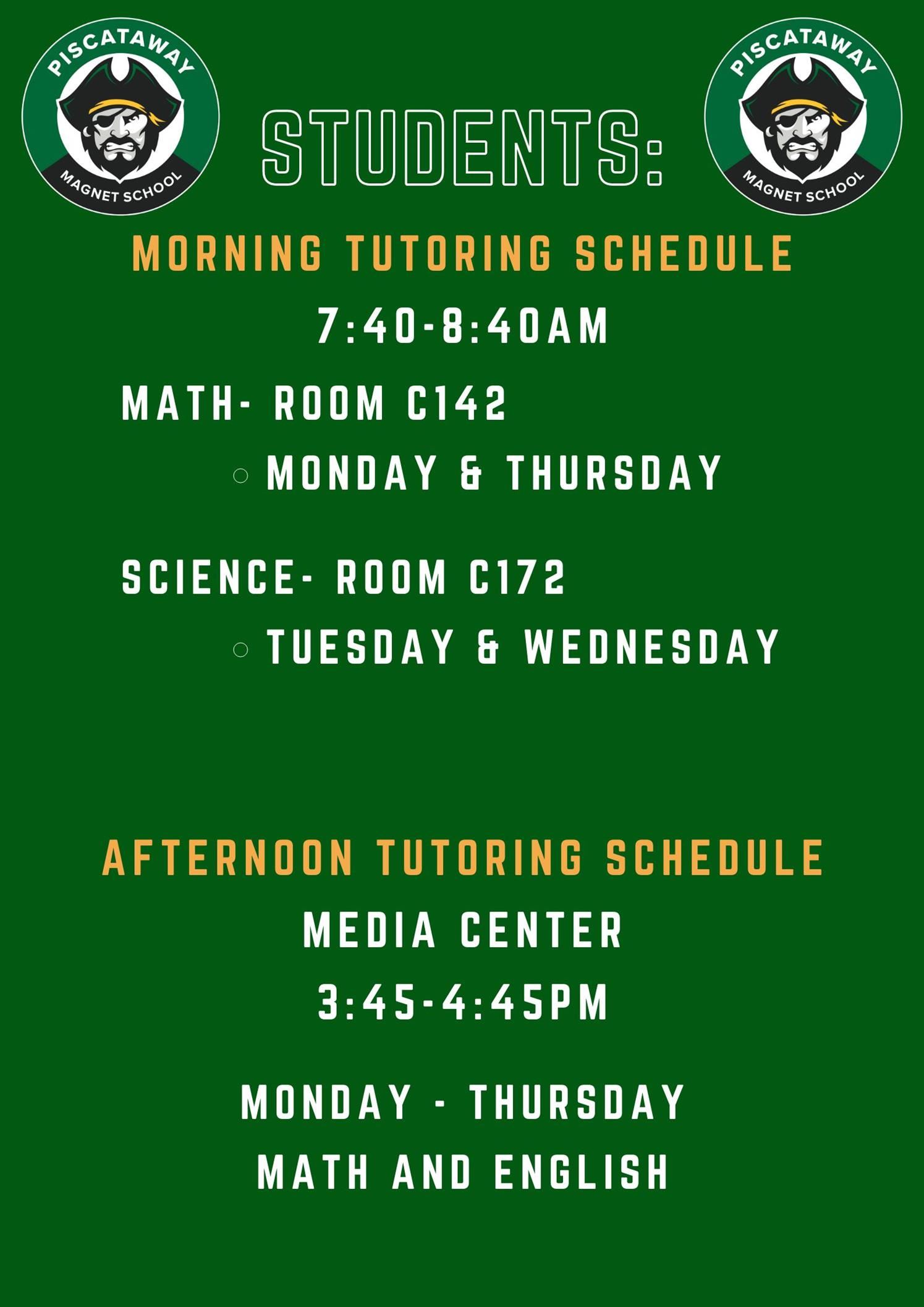  Student Tutoring Schedule